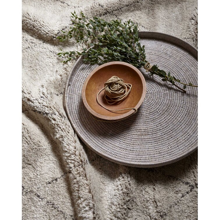 Black and White Straps Wool Area Rug