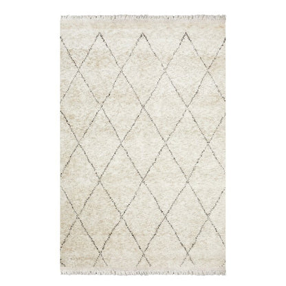 Black and White Straps Wool Area Rug