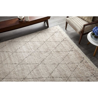 Black and White Straps Wool Area Rug