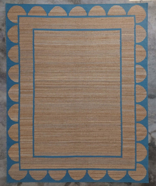 BOXED SCALLOP – NATURAL JUTE & WEDGEWOOD RUGS