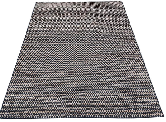 CHEQUERS – NATURAL JUTE & BLACK RUGS
