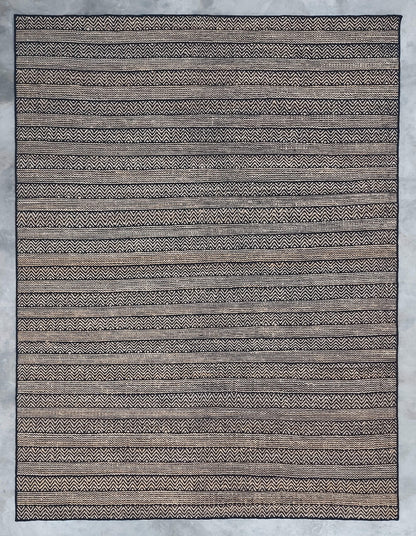 CHEVRON LINES – NATURAL JUTE & BLACK RUGS