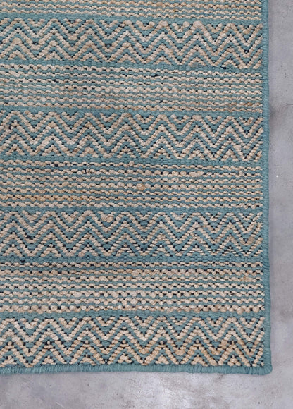 CHEVRON LINES – NATURAL JUTE & SEA GREEN RUGS