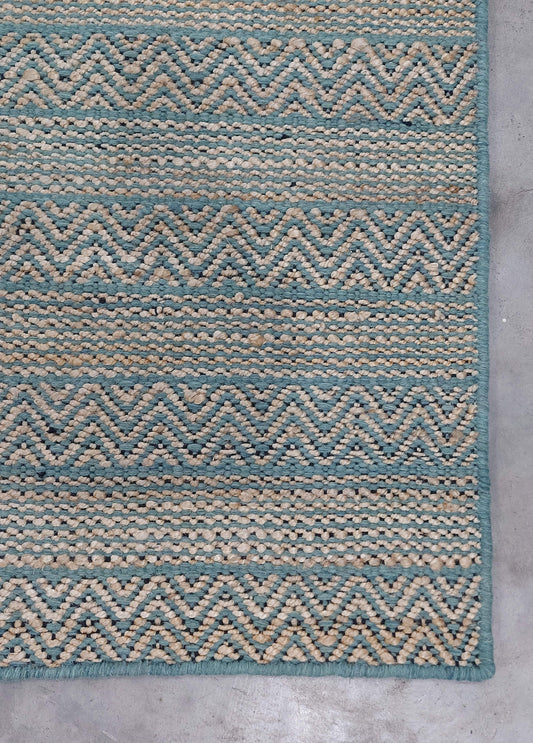 CHEVRON LINES – NATURAL JUTE & SEA GREEN RUGS