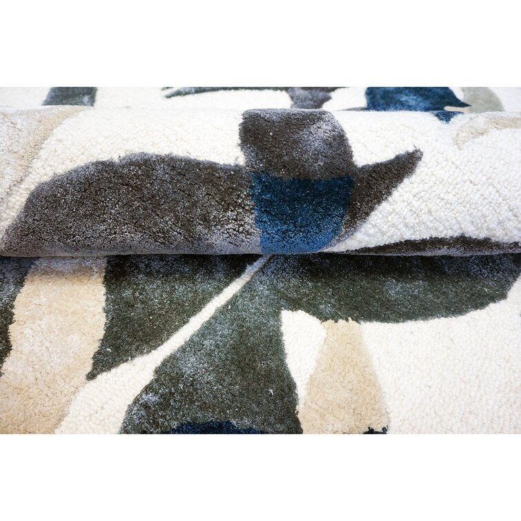 Multicolor Geomatrical Design  Wool Area Rug