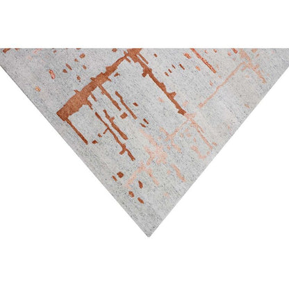 White and Brown Abstract Design Wool Area Rug