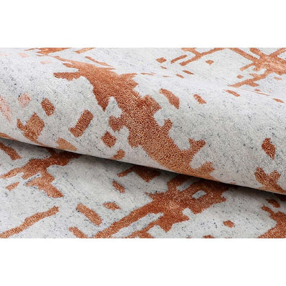 White and Brown Abstract Design Wool Area Rug