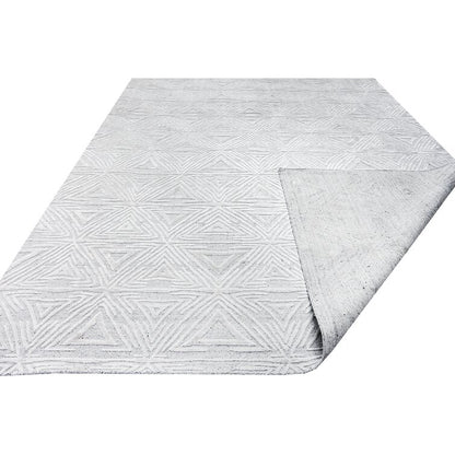 Light Gray Color Tufted Wool Area Rug