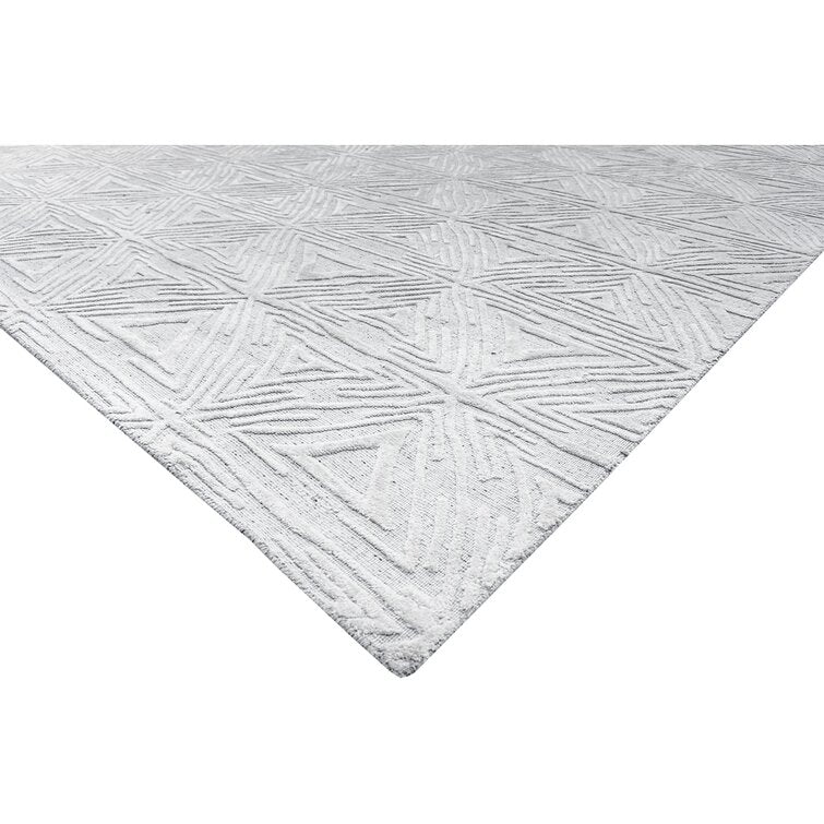 Light Gray Color Tufted Wool Area Rug
