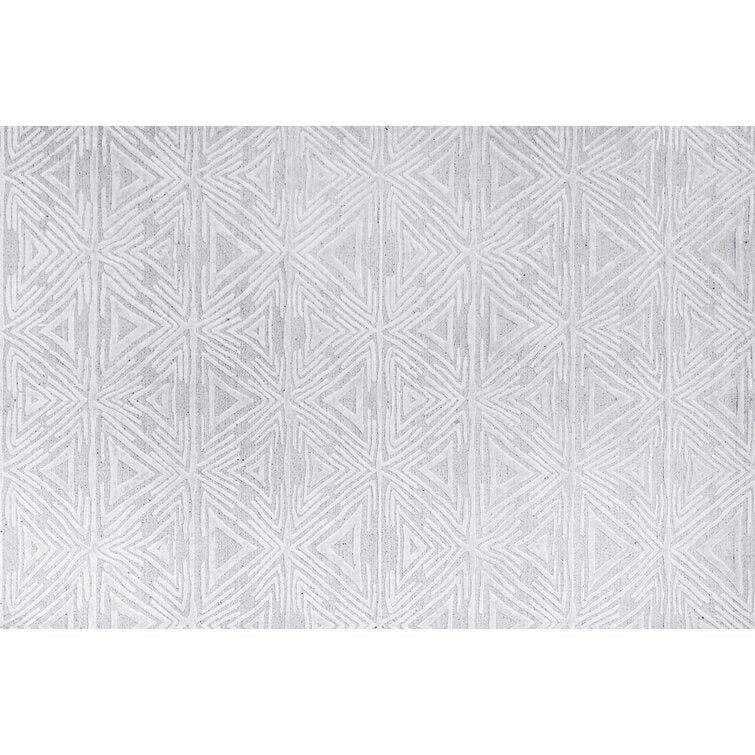Light Gray Color Tufted Wool Area Rug
