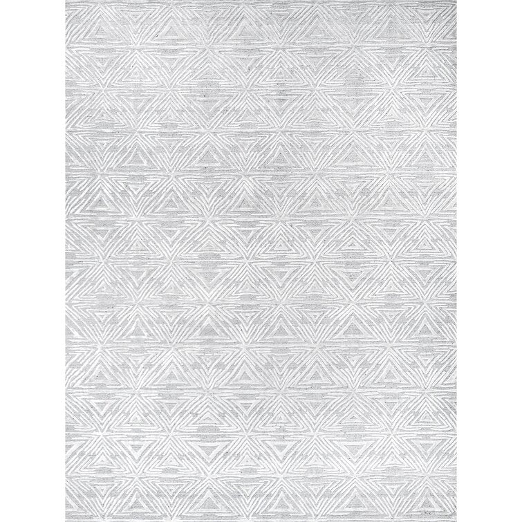 Light Gray Color Tufted Wool Area Rug