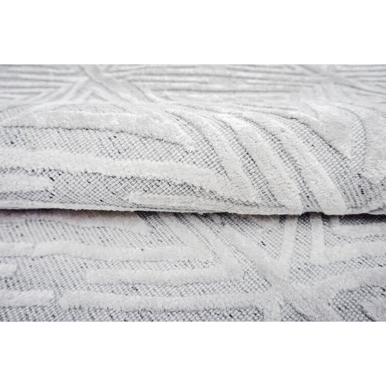 Light Gray Color Tufted Wool Area Rug