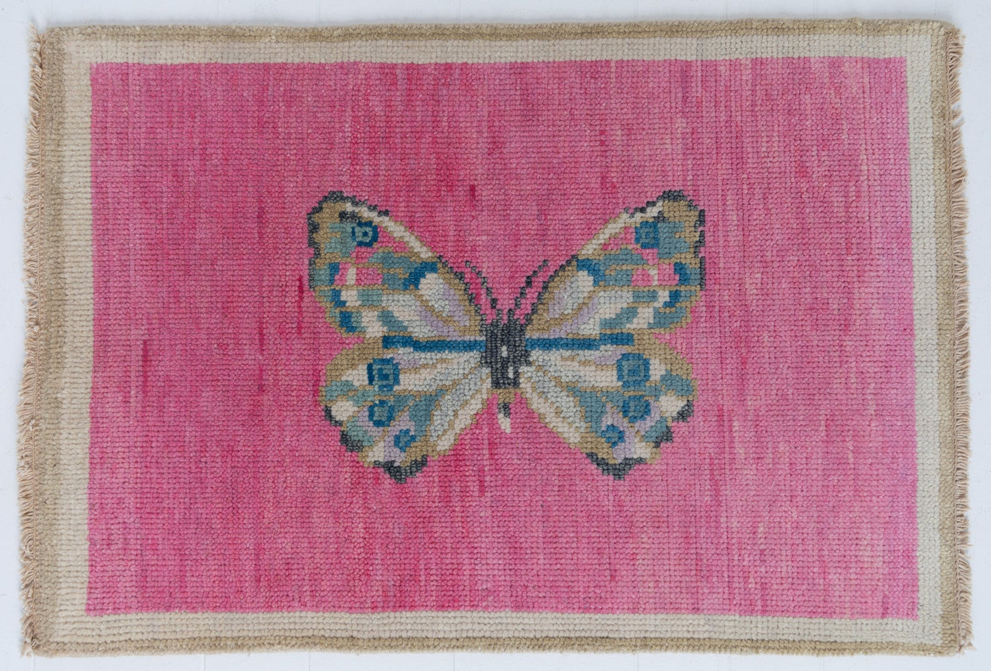 BUTTERFLY MINI IN HOT PINK Hand Knotted Rug