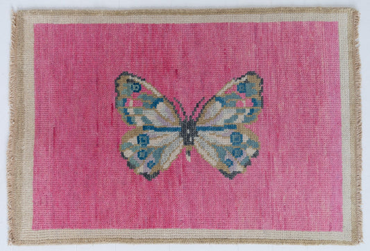 BUTTERFLY MINI IN HOT PINK Hand Knotted Rug