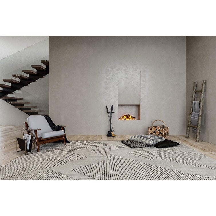 Cream Color Modern Design Wool Area Rug