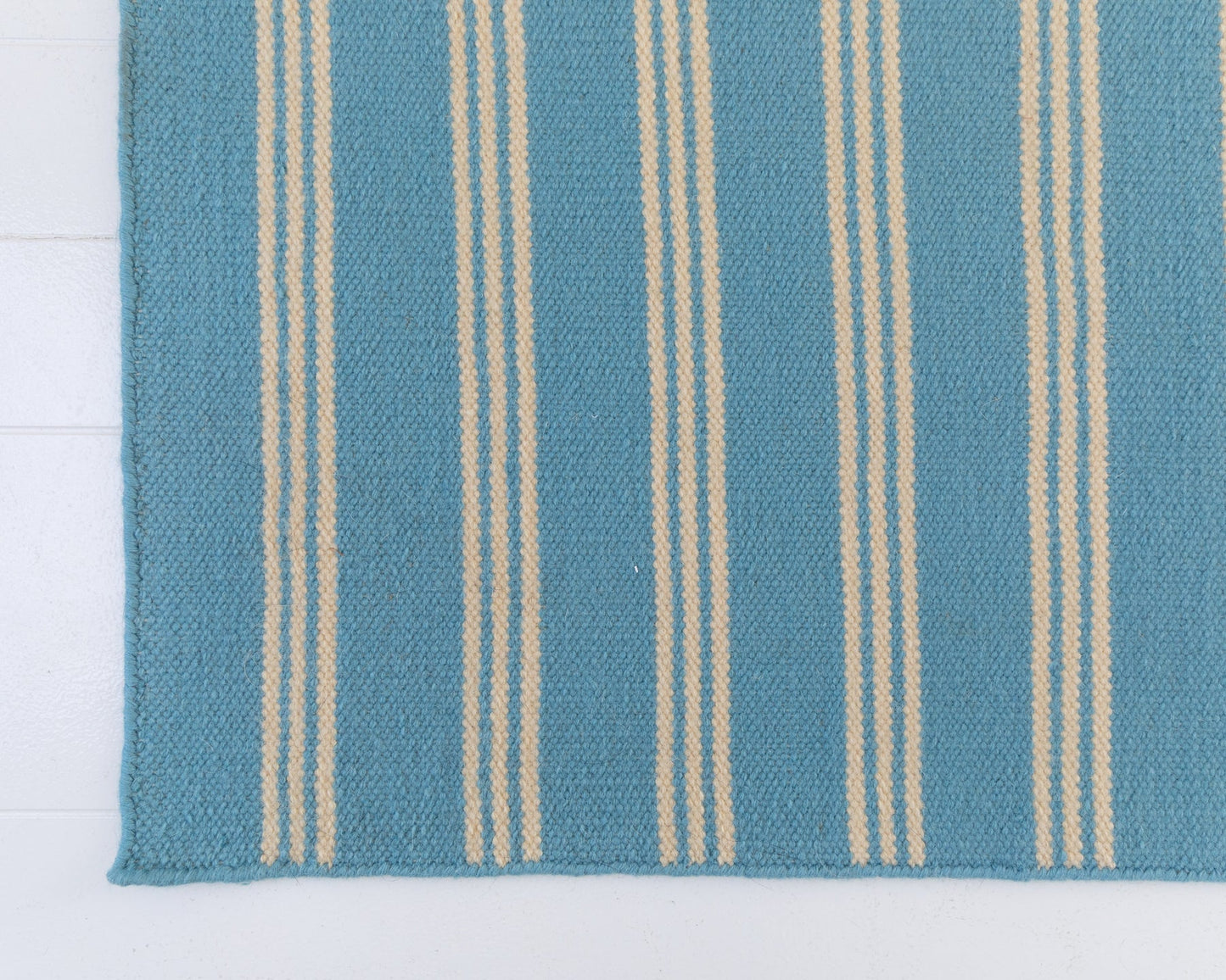 PEACOCK BLUE STRIPED DHURRIE Hand Knotted Rug