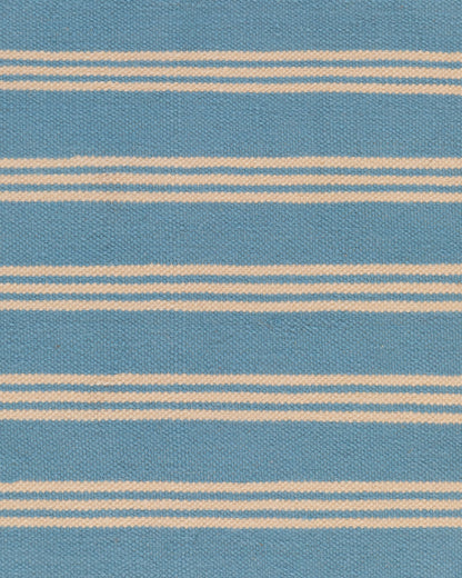 PEACOCK BLUE STRIPED DHURRIE Hand Knotted Rug