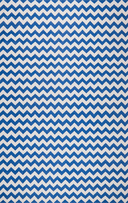 CHEVRON ILLUSIONS – AZURE BLUE & WHITE RUGS