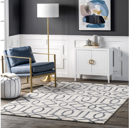 Silver Wool Imperial Trellis Area Rug