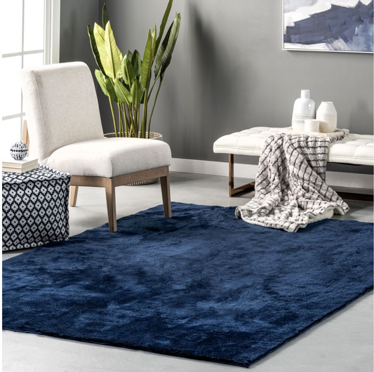 Navy Blue Solid Area Rug