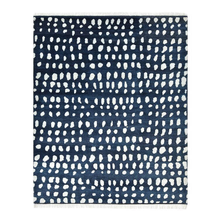 Blue and White Color  Wool Area Rug