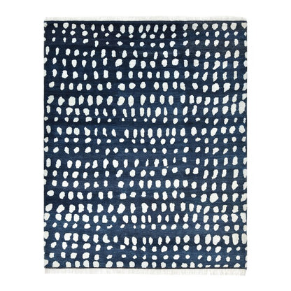 Blue and White Color  Wool Area Rug