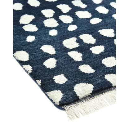 Blue and White Color  Wool Area Rug