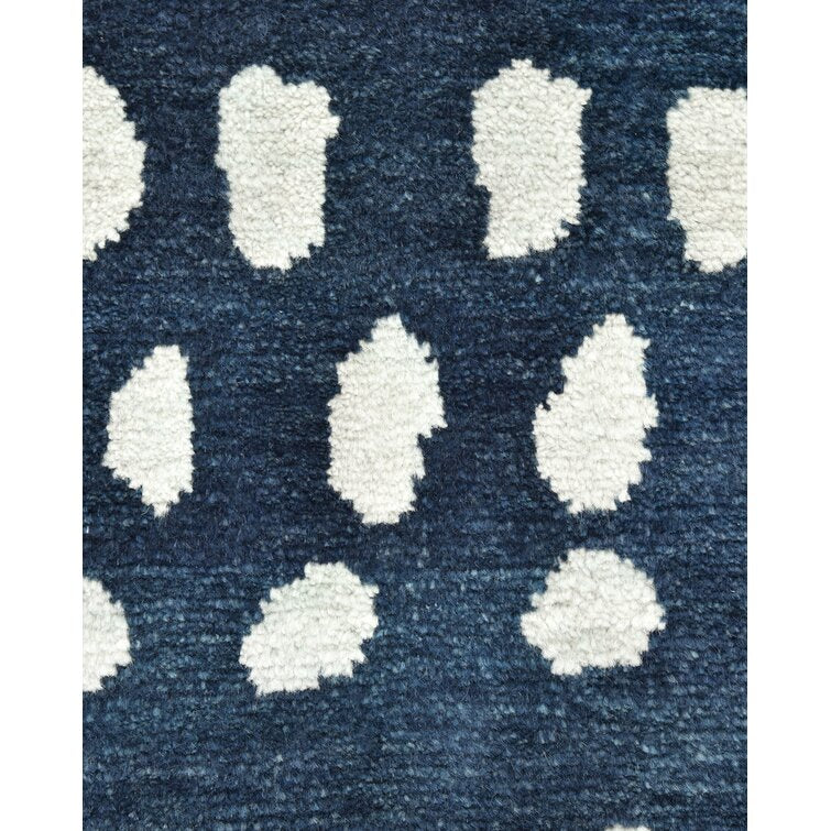 Blue and White Color  Wool Area Rug