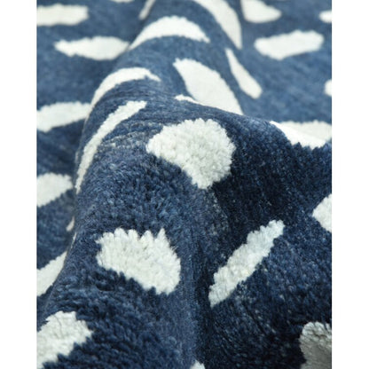 Blue and White Color  Wool Area Rug