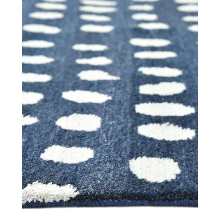 Blue and White Color  Wool Area Rug
