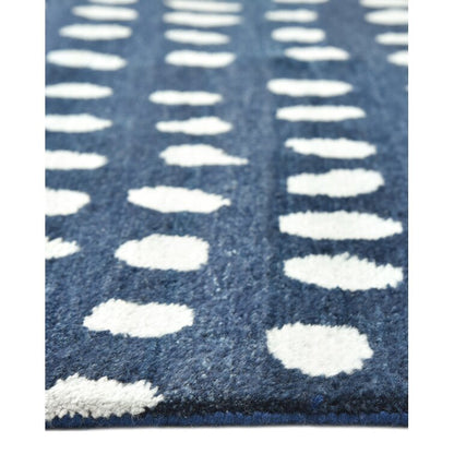 Blue and White Color  Wool Area Rug