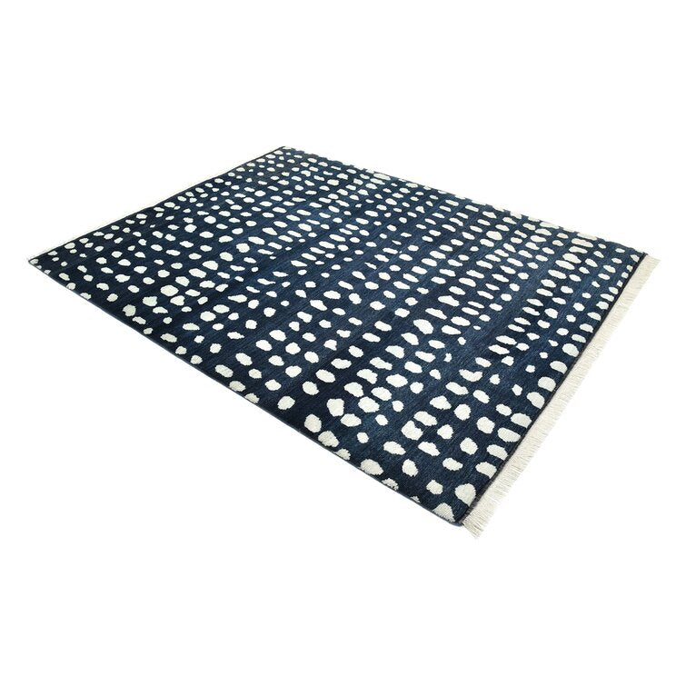 Blue and White Color  Wool Area Rug
