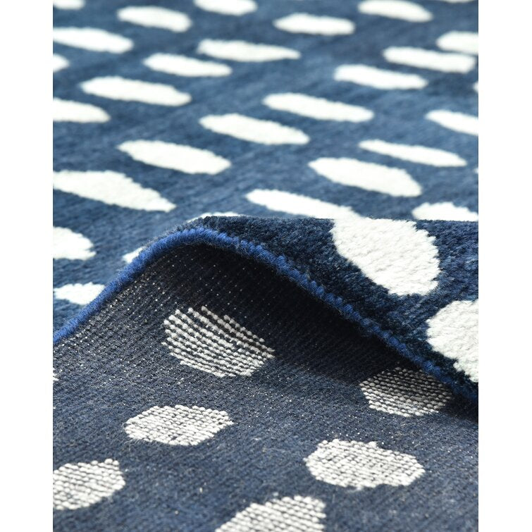 Blue and White Color  Wool Area Rug