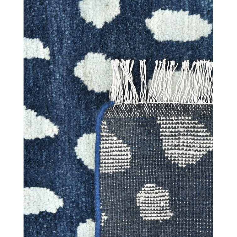Blue and White Color  Wool Area Rug