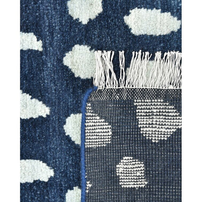 Blue and White Color  Wool Area Rug