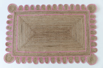 PINK SCALLOPED JUTE Handwoven