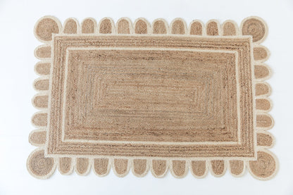 WHITE SCALLOPED JUTE Handwoven