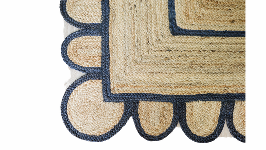 NAVY SCALLOPED JUTE Handwoven Rug