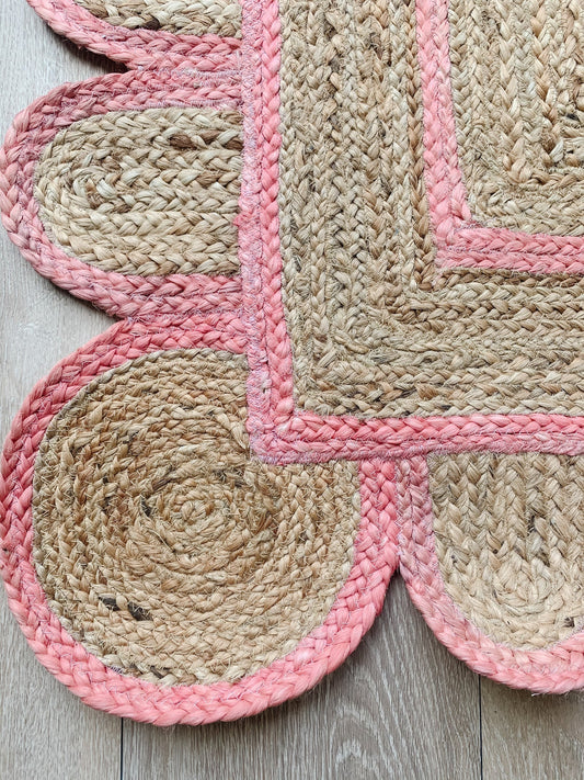 PINK SCALLOPED JUTE Handwoven