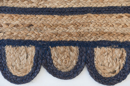 NAVY SCALLOPED JUTE Handwoven Rug