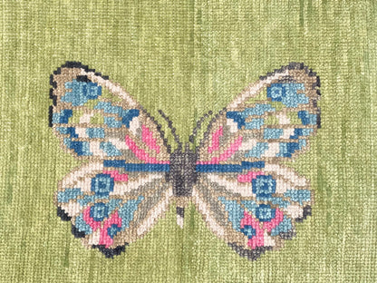 BUTTERFLY MINI APPLE GREEN hand Knotted Rug